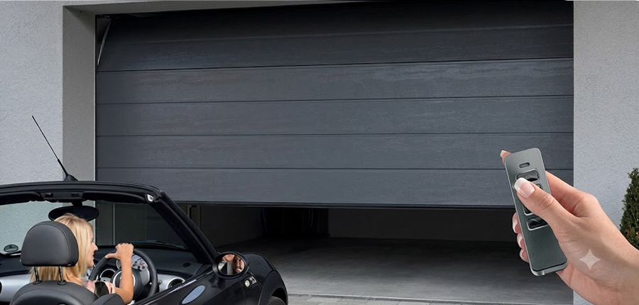 Remote control operating a premium garage door